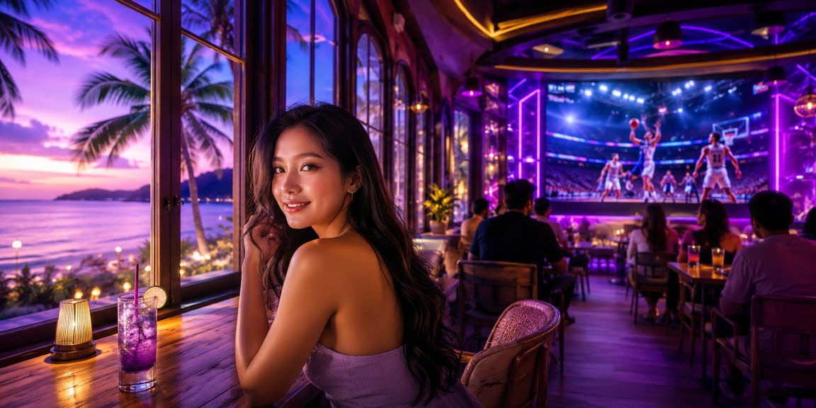 Khung cảnh quán cà phê ở Phú Quốc với người đang sử dụng thiết bị di động